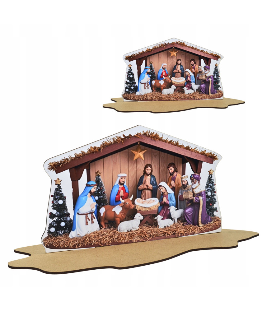 Szopka Bożonarodzeniowa 2D dekoracja świąteczna z motywem Świętej Rodziny