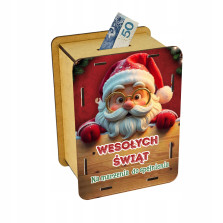 Skarbonka Świąteczna z Mikołajem Wesołych Świąt Na marzenia do spełnienia