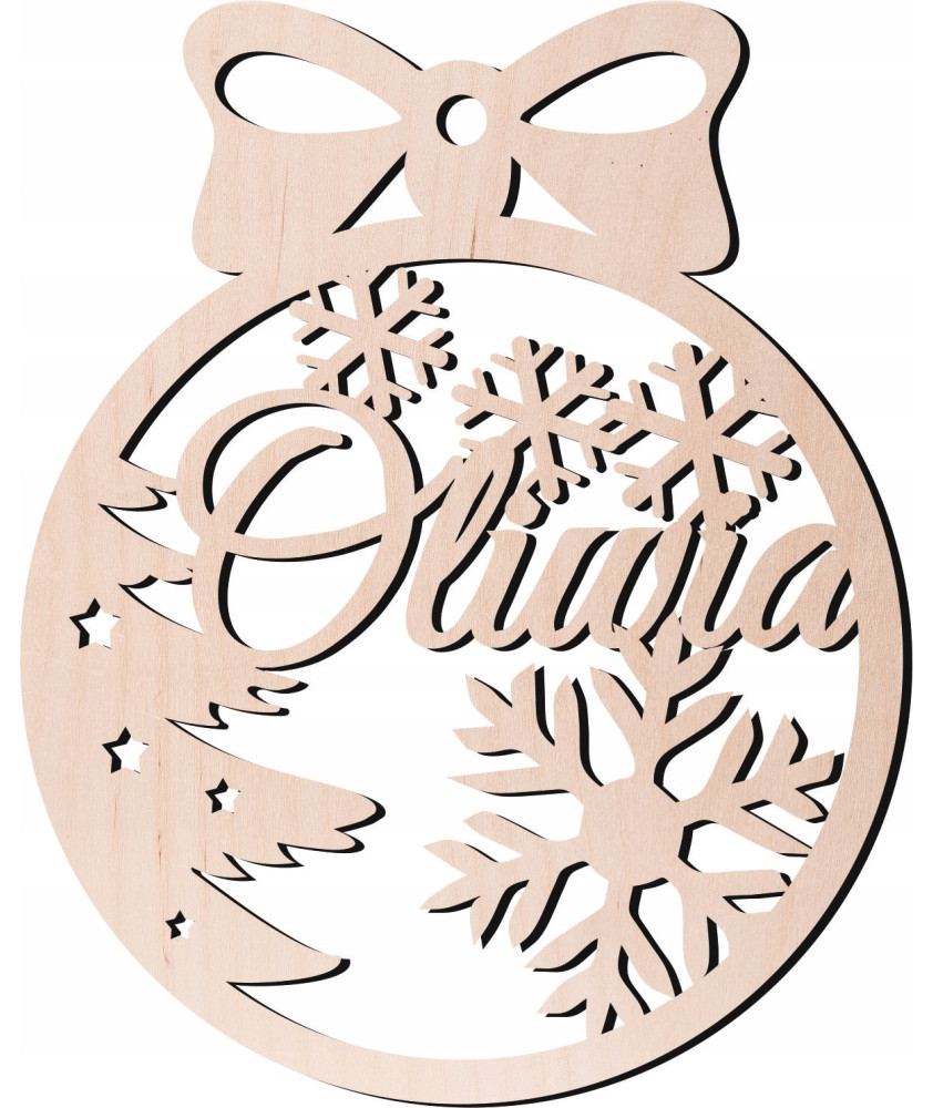 Drewniana Bombka z imieniem na choinkę święta