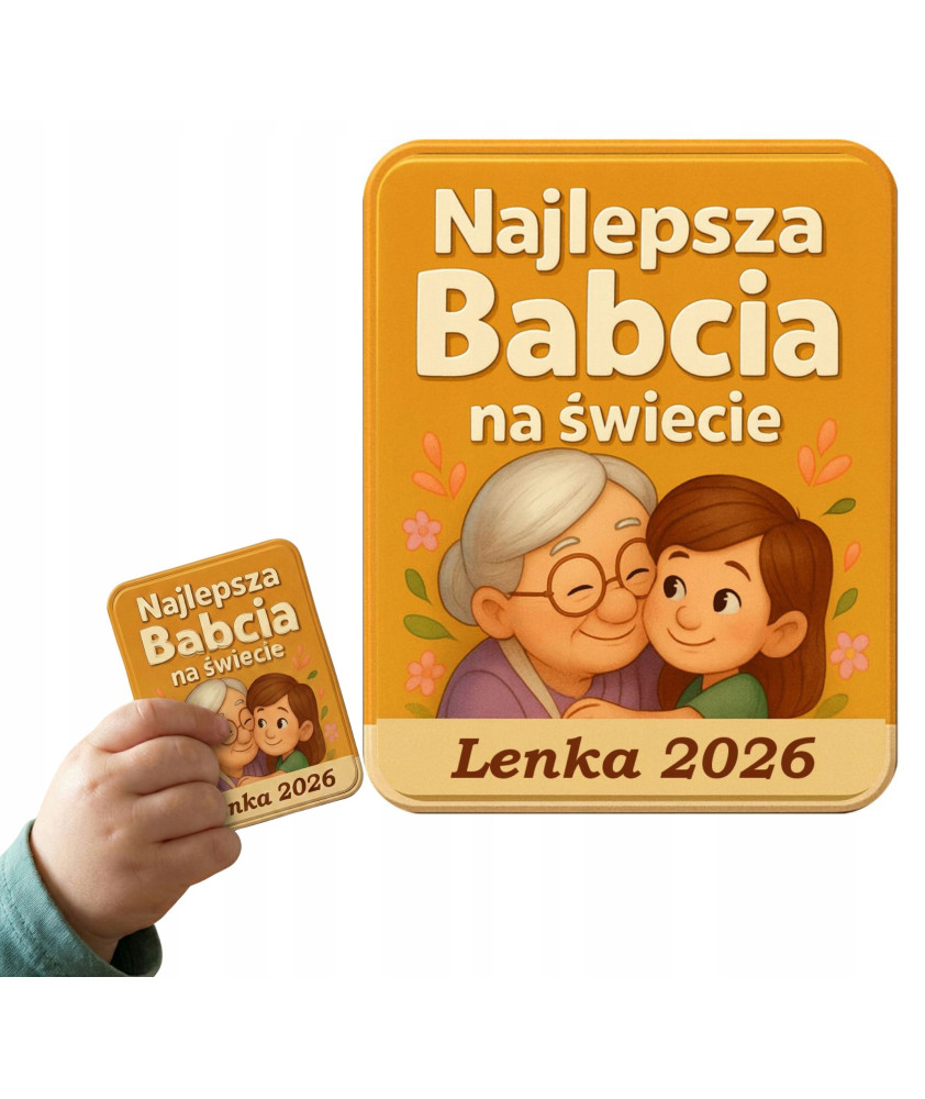 Personalizowany Magnes dla Babci Najlepsza Babcia na Świecie Imię Dziecka