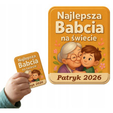 Personalizowany Magnes dla Babci Najlepsza Babcia na Świecie Imię Dziecka