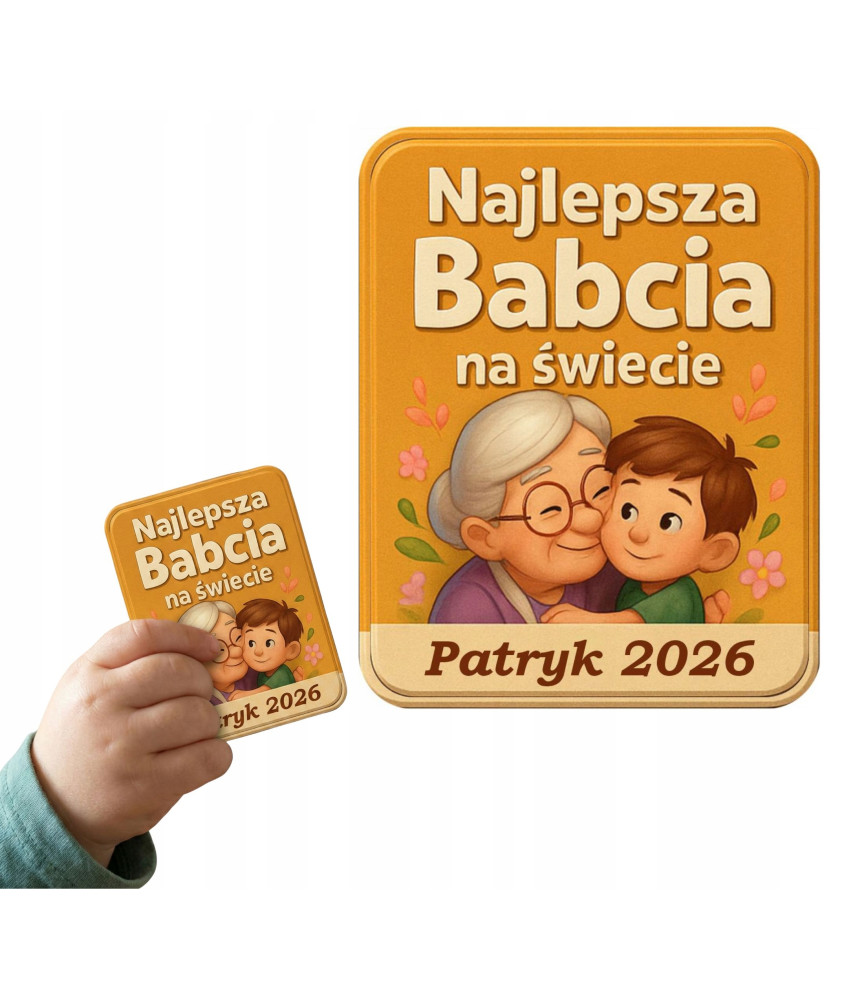 Personalizowany Magnes dla Babci Najlepsza Babcia na Świecie Imię Dziecka