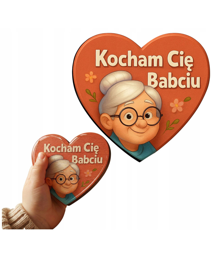 Magnes Kocham Cię Babciu Serce Prezent Dzień Babci 95×50 Upominek dla Babci