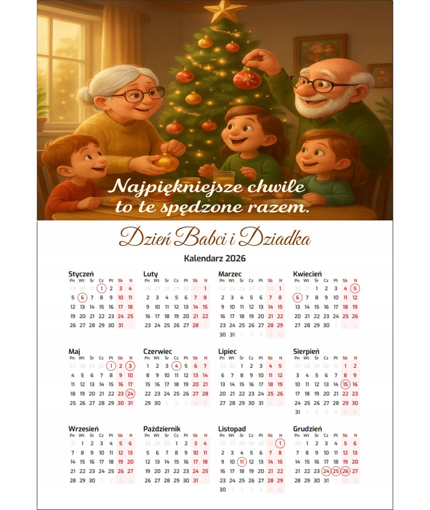 Kalendarz Dzień Babci i Dziadka 2026 prezent kalendarz babcią dziadkiem