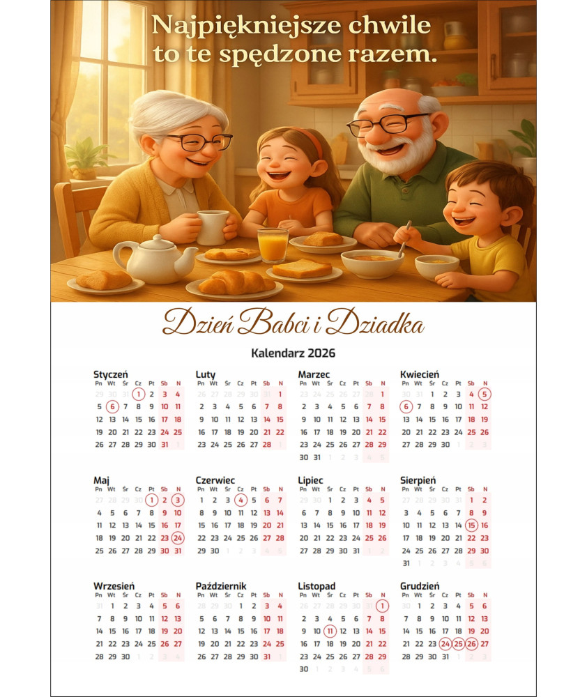 Kalendarz Dzień Babci i Dziadka 2026 prezent kalendarz babcią dziadkiem