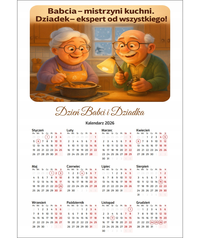 Kalendarz Dzień Babci i Dziadka 2026 prezent kalendarz babcią dziadkiem