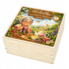 Prezent na Dzień Babci i Dziadka Pudełko na Herbatę z drewna HERBACIARKA