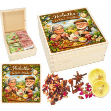 Prezent na Dzień Babci i Dziadka Pudełko na Herbatę z drewna HERBACIARKA