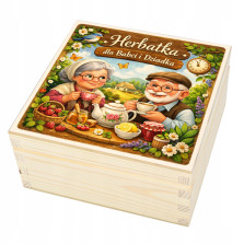 Prezent na Dzień Babci i Dziadka Pudełko na Herbatę z drewna HERBACIARKA