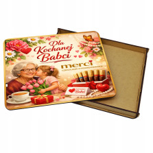 Pudełko na czekoladki MERCI - Prezent na Dzień Babci 215x175x20
