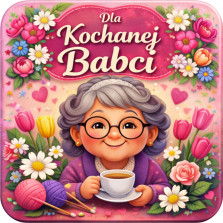 Podkładka pod kubek Dla Kochanej Babci 95x95 mm HDF Prezent Dzień Babci