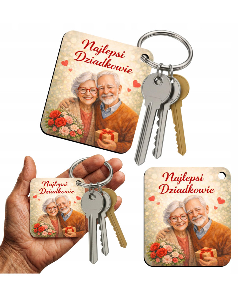 Brelok Najlepsi Dziadkowie Prezent dla Babci i Dziadka Breloczek 44x50 mm