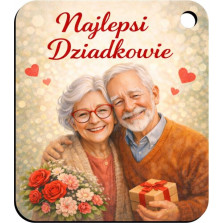 Brelok Najlepsi Dziadkowie Prezent dla Babci i Dziadka Breloczek 44x50 mm