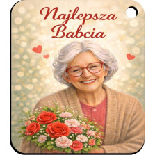 Brelok Najlepsza Babcia Prezent na Dzień Babci Breloczek do Kluczy 44x50 mm