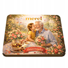 Pudełko na czekoladki MERCI - Prezent na Dzień Dziadka 215x175x20