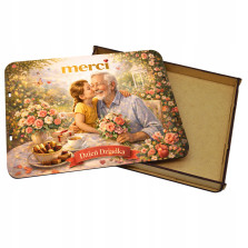 Pudełko na czekoladki MERCI - Prezent na Dzień Dziadka 215x175x20