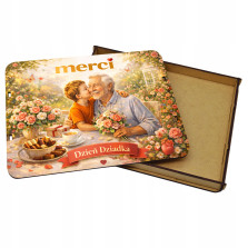 Pudełko na czekoladki MERCI - Prezent na Dzień Dziadka 215x175x20