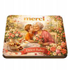 Pudełko na czekoladki MERCI - Prezent na Dzień Babci 215x175x20