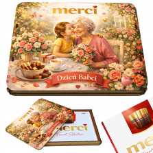 Pudełko na czekoladki MERCI - Prezent na Dzień Babci 215x175x20