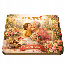 Pudełko na czekoladki MERCI - Prezent na Dzień Babci 215x175x20