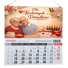Prezent na Dzień Babci i Dziadka Kalendarz 2026 HDF | Druk UV | Zawieszany