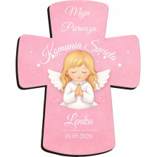 Magnes Komunijny z Imieniem Pamiątka Pierwszej Komunii Świętej Krzyż