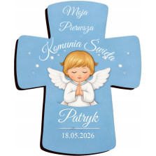 Magnes Komunijny z Imieniem Pamiątka Pierwszej Komunii Świętej Krzyż