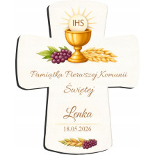 Magnes Komunijny z Imieniem Pamiątka Pierwszej Komunii Świętej Krzyż