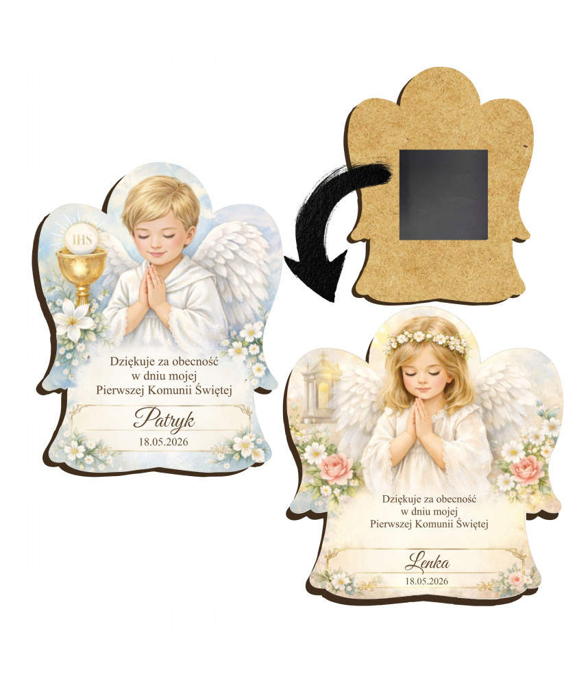 Magnes Podziękowanie Komunijne - Aniołek z imieniem | HDF | Personalizowany