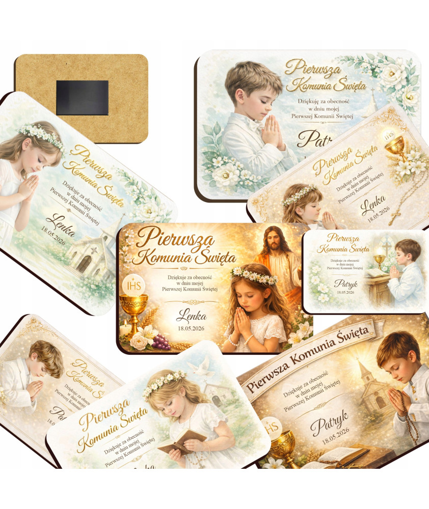 Podziękowania dla gości na Komunię MAGNES Personalizowany Prezent Upominek