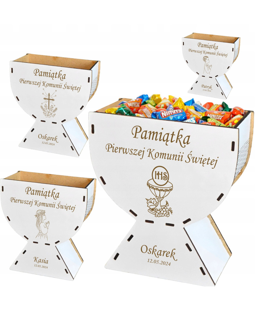 Pamiątka Pierwszej Komunii Kielich z Grawerem Imię Data Prezent Komunia