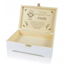 Prezent na KOMUNIE świętą pamiątka pudełko GRAWER Pamiątka Komunii Świętej