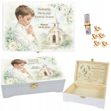 Prezent na KOMUNIE świętą pamiątka pudełko GRAWER Pamiątka Komunii Świętej