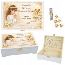 Prezent na KOMUNIE świętą pamiątka pudełko GRAWER Pamiątka Komunii Świętej