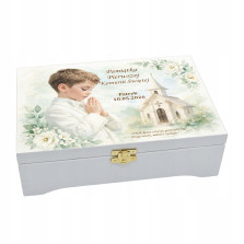 Prezent na KOMUNIE świętą pamiątka pudełko GRAWER Pamiątka Komunii Świętej