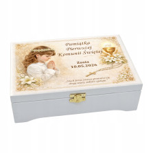 Prezent na KOMUNIE świętą pamiątka pudełko GRAWER Pamiątka Komunii Świętej