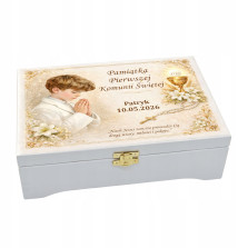 Prezent na KOMUNIE świętą pamiątka pudełko GRAWER Pamiątka Komunii Świętej