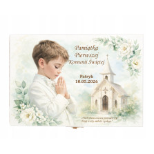 Prezent na KOMUNIE świętą pamiątka pudełko GRAWER Pamiątka Komunii Świętej
