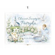 Prezent na Chrzest Święty sztućce dla dzieci grawer pudełko imię życzenia