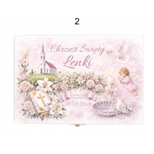 Prezent na Chrzest Święty sztućce dla dzieci grawer pudełko imię życzenia