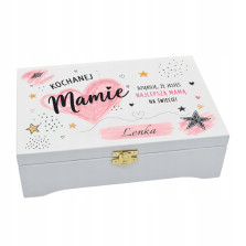 Personalizowane Dzień Mamy prezent drewniane białe z imieniem skrzynka