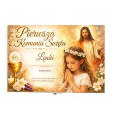 Prezent na KOMUNIE świętą pamiątka pudełko GRAWER Pamiątka Komunii Świętej