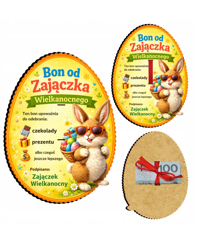Bon Wielkanocny od Zajączka - Śmieszny Bon PodarunkowyWielkanoc150 x 110 mm