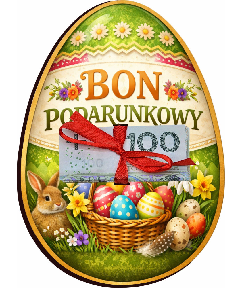 WIELKANOCNY BON PODARUNKOWY na BANKNOTY Prezent od Zajączka Wielkanoc