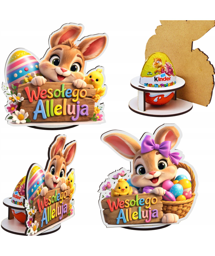 Prezent Wielkanocny dla Dziecka Stojak na Kinder Zajączek Alleluja