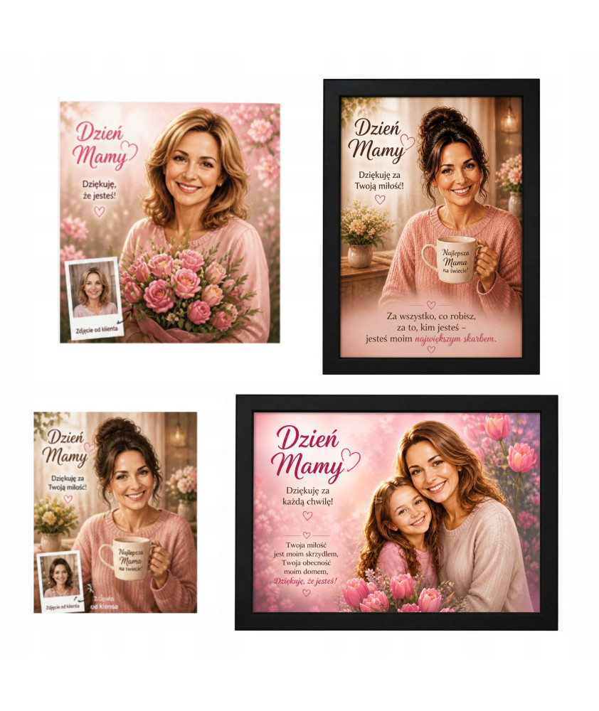 Obraz na Dzień Mamy A3 PERSONALIZOWA ze zdjęcia Karykatura Prezent dla mamy