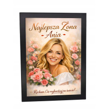 Personalizowany Portret ze Zdjęcia w Ramce Prezent na Dzień Kobiet dla Niej