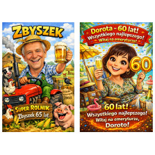 Karykatura ze zdjęcia - personalizowany obraz | Ramka | Prezent Format A3