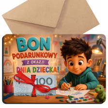 Bon Podarunkowy na Dzień Dziecka Koperta i Wstążka | Prezent dla Dziecka