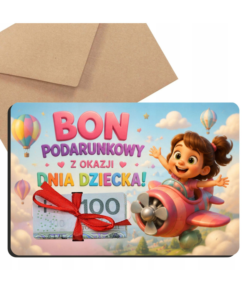 Bon Podarunkowy na Dzień Dziecka Koperta i Wstążka | Prezent dla Dziecka